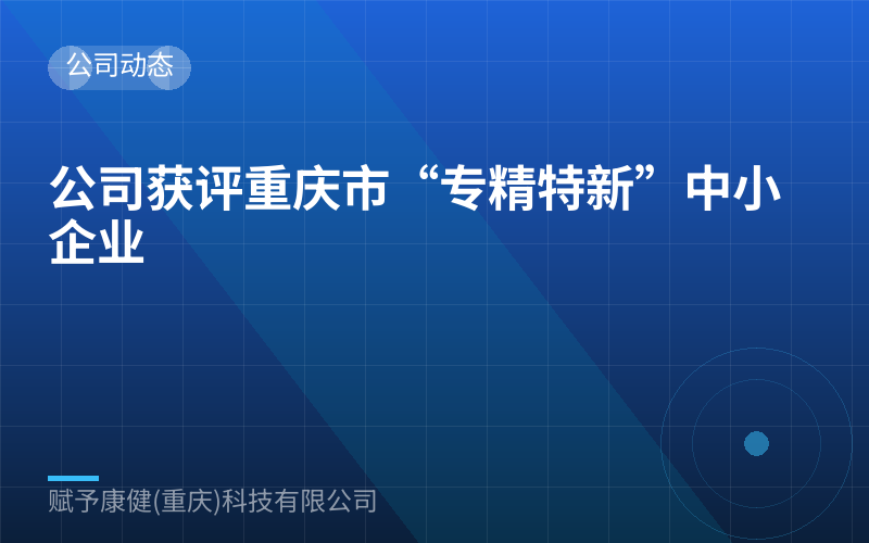 公司获评重庆市&ldquo;专精特新&rdquo;中小企业